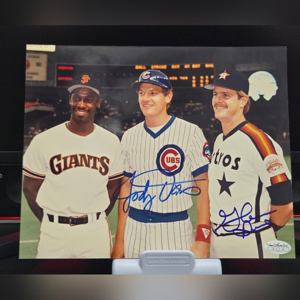 Jody Davis Chicago Cubs Glenn Davis Houston Astros Signed 8x10 Photo JAS Cert.